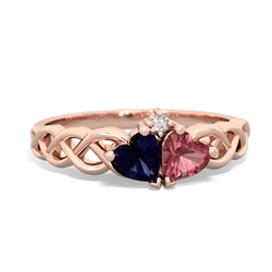 Sapphire Heart To Heart Braid 14K Rose Gold ring R5870