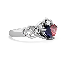 Sapphire 'One Heart' Celtic Knot Claddagh 14K White Gold ring R5322