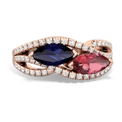 Sapphire Diamond Rivers 14K Rose Gold ring R3070