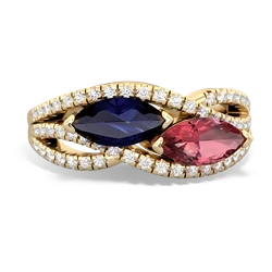 Sapphire Diamond Rivers 14K Yellow Gold ring R3070