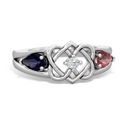 Sapphire Hearts Intertwined 14K White Gold ring R5880