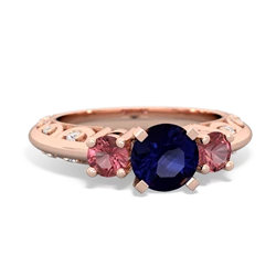 Sapphire Art Deco Eternal Embrace Engagement 14K Rose Gold ring C2003