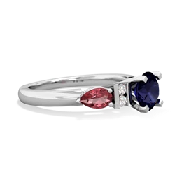 Sapphire 6Mm Round Eternal Embrace Engagement 14K White Gold ring R2005