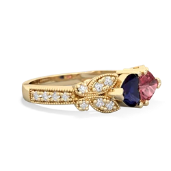 Sapphire Diamond Butterflies 14K Yellow Gold ring R5601