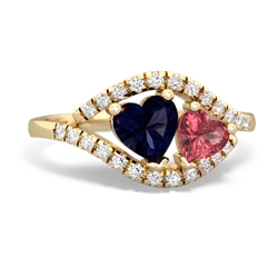 Sapphire Mother And Child 14K Yellow Gold ring R3010