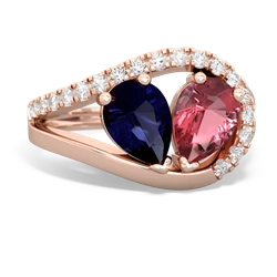 Sapphire Nestled Heart Keepsake 14K Rose Gold ring R5650