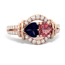 Sapphire Art-Deco Keepsake 14K Rose Gold ring R5630