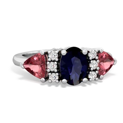 Sapphire Antique Style Three Stone 14K White Gold ring R2186