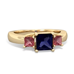 Sapphire Three Stone Trellis 14K Yellow Gold ring R4015