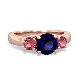 Sapphire Three Stone Round Trellis 14K Rose Gold ring R4018