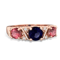 Sapphire Hugs And Kisses 14K Rose Gold ring R5016