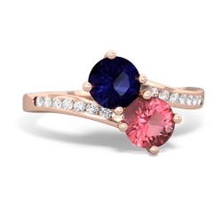 Sapphire Channel Set Two Stone 14K Rose Gold ring R5303