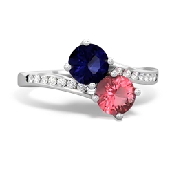 Sapphire Channel Set Two Stone 14K White Gold ring R5303