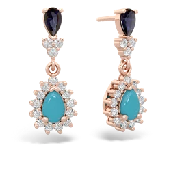 Sapphire Halo Pear Dangle 14K Rose Gold earrings E1882