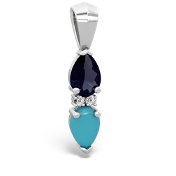 Sapphire Bowtie Drop 14K White Gold pendant P0865