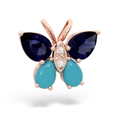 Sapphire Butterfly 14K Rose Gold pendant P2215