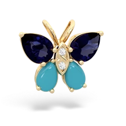 Sapphire Butterfly 14K Yellow Gold pendant P2215