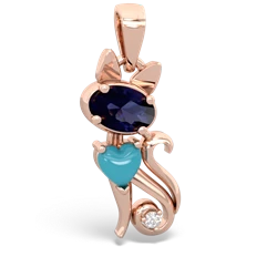 Sapphire Kitten 14K Rose Gold pendant P5780