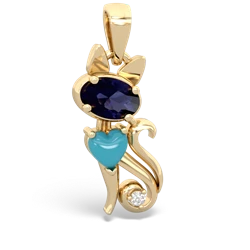 Sapphire Kitten 14K Yellow Gold pendant P5780