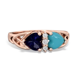 Sapphire Celtic Knot Double Heart 14K Rose Gold ring R5040