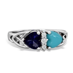 Sapphire Celtic Knot Double Heart 14K White Gold ring R5040