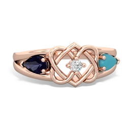 Sapphire Hearts Intertwined 14K Rose Gold ring R5880