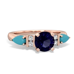 Sapphire 6Mm Round Eternal Embrace Engagement 14K Rose Gold ring R2005