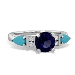 Sapphire 6Mm Round Eternal Embrace Engagement 14K White Gold ring R2005