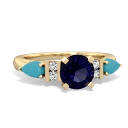 Sapphire 6Mm Round Eternal Embrace Engagement 14K Yellow Gold ring R2005