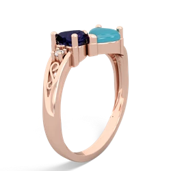 Sapphire Snuggling Hearts 14K Rose Gold ring R2178