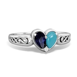 Sapphire Filligree 'One Heart' 14K White Gold ring R5070