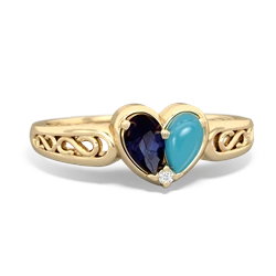 Sapphire Filligree 'One Heart' 14K Yellow Gold ring R5070