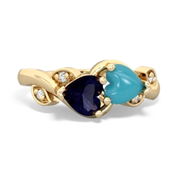 Sapphire Floral Elegance 14K Yellow Gold ring R5790