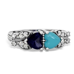 Sapphire Diamond Butterflies 14K White Gold ring R5601