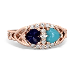 Sapphire Sparkling Celtic Knot 14K Rose Gold ring R2645