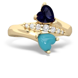 Sapphire Heart To Heart 14K Yellow Gold ring R2064