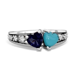 Sapphire Heart To Heart 14K White Gold ring R3342