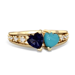 Sapphire Heart To Heart 14K Yellow Gold ring R3342