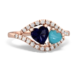 Sapphire Mother And Child 14K Rose Gold ring R3010