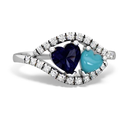 Sapphire Mother And Child 14K White Gold ring R3010