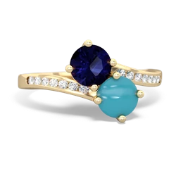 Sapphire Channel Set Two Stone 14K Yellow Gold ring R5303