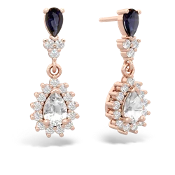 Sapphire Halo Pear Dangle 14K Rose Gold earrings E1882