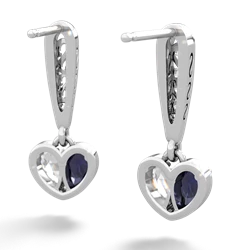 Sapphire Filligree Heart 14K White Gold earrings E5070