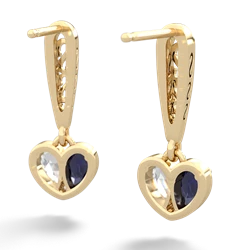 Sapphire Filligree Heart 14K Yellow Gold earrings E5070