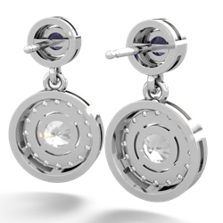 Sapphire Halo Dangle 14K White Gold earrings E5319