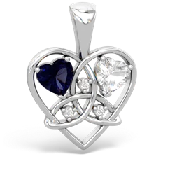 Sapphire Celtic Trinity Heart 14K White Gold pendant P5331