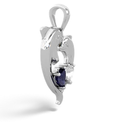 Sapphire Dolphin Heart 14K White Gold pendant P5820