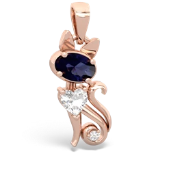 Sapphire Kitten 14K Rose Gold pendant P5780