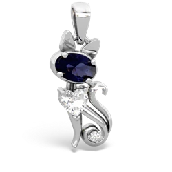 Sapphire Kitten 14K White Gold pendant P5780