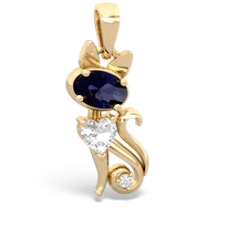 Sapphire Kitten 14K Yellow Gold pendant P5780